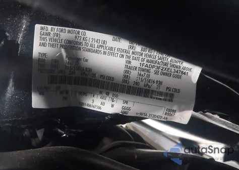 2014 Ford Focus Se from USA, damaged, VIN 1FADP3F2XEL347841